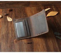 Handmade Black Leather Mens Billfold Wallet Personalize Black Bifold Small Wallets for Men - iwalletsmen