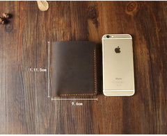 Handmade Coffee Leather Mens Billfold Wallets Personalize Coffee Bifold Small Wallets for Men - iwalletsmen