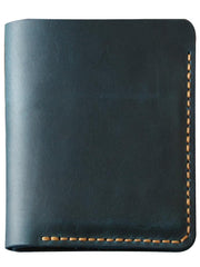 Handmade Black Leather Mens Billfold Wallet Personalize Black Bifold Small Wallets for Men - iwalletsmen