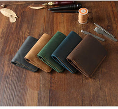 Handmade Black Leather Mens Billfold Wallet Personalize Black Bifold Small Wallets for Men - iwalletsmen