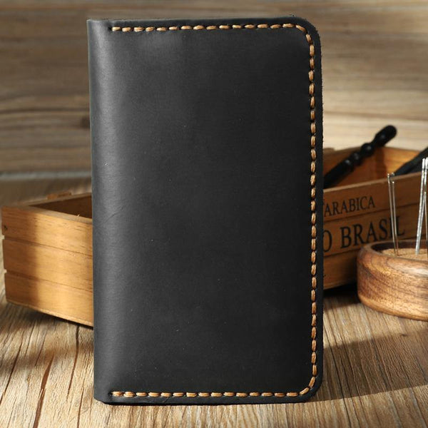 Handmade Black Leather Mens Card Holders Wallet Personalized Bifold Card Wallets for Men - iwalletsmen