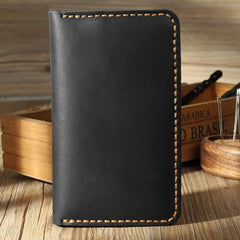 Handmade Black Leather Mens Card Holders Wallet Personalized Bifold Card Wallets for Men - iwalletsmen