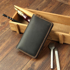 Handmade Black Leather Mens Card Holders Wallet Personalized Bifold Card Wallets for Men - iwalletsmen