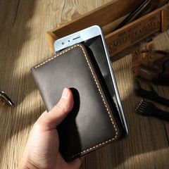 Handmade Black Leather Mens Card Holders Wallet Personalized Bifold Card Wallets for Men - iwalletsmen