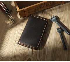 Handmade Black Leather Mens Card Holders Wallet Personalized Bifold Card Wallets for Men - iwalletsmen