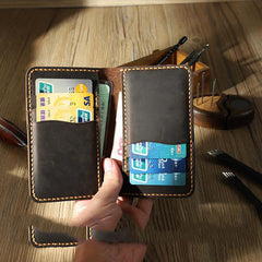 Handmade Black Leather Mens Card Holders Wallet Personalized Bifold Card Wallets for Men - iwalletsmen