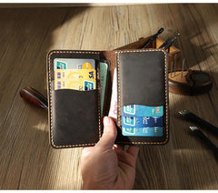 Handmade Black Leather Mens Card Holders Wallet Personalized Bifold Card Wallets for Men - iwalletsmen