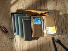 Handmade Blue Leather Mens Card Holders Wallet Personalized Bifold Card Wallets for Men - iwalletsmen