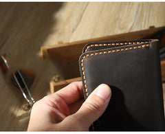 Handmade Black Leather Mens Card Holders Wallet Personalized Bifold Card Wallets for Men - iwalletsmen