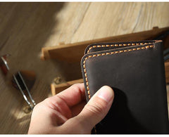 Handmade Coffee Leather Mens Card Holders Wallet Personalized Bifold Card Wallets for Men - iwalletsmen