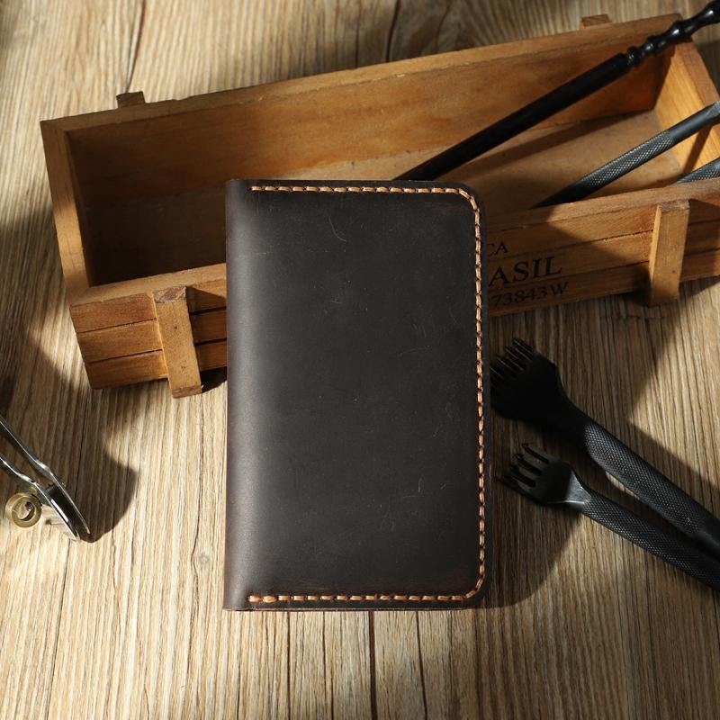 Handmade Black Leather Mens Card Holders Wallet Personalized Bifold Card Wallets for Men - iwalletsmen