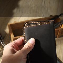 Handmade Black Leather Mens Card Holders Wallet Personalized Bifold Card Wallets for Men - iwalletsmen