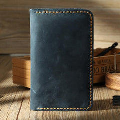 Handmade Blue Leather Mens Card Holders Wallet Personalized Bifold Card Wallets for Men - iwalletsmen
