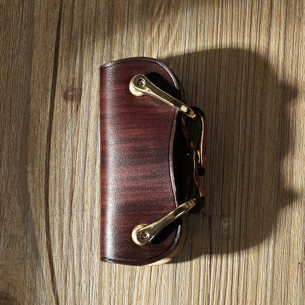 Handmade Coffee Leather Mens Keys Holder Keys Wallet Car Key Holders Coffee Key Pouch for Men - iwalletsmen
