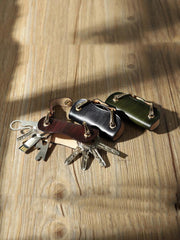 Handmade Green Leather Mens Keys Holder Keys Wallet Car Key Holders Green Key Pouch for Men - iwalletsmen