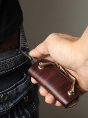 Handmade Coffee Leather Mens Keys Holder Keys Wallet Car Key Holders Coffee Key Pouch for Men - iwalletsmen