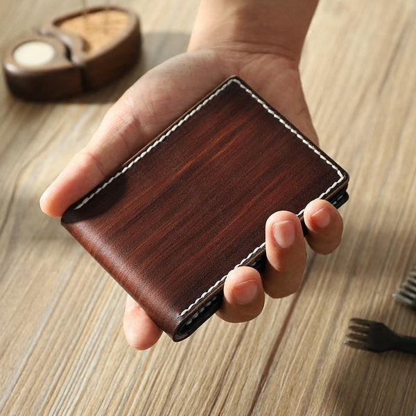 Handmade Coffee Leather Mens Licenses Wallet Personalize Bifold License Card Wallets for Men - iwalletsmen