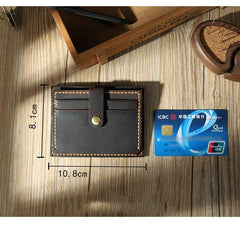 Handmade Blue Leather Mens Slim Front Pocket Wallet Personalized Slim Card Wallets for Men - iwalletsmen