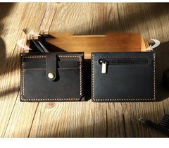 Handmade Blue Leather Mens Slim Front Pocket Wallet Personalized Slim Card Wallets for Men - iwalletsmen