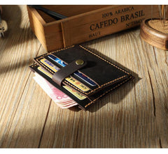 Handmade Black Leather Mens Slim Front Pocket Wallet Personalized Slim Card Wallets for Men - iwalletsmen