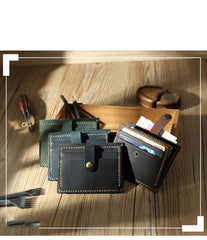 Handmade Black Leather Mens Slim Front Pocket Wallet Personalized Slim Card Wallets for Men - iwalletsmen