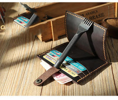 Handmade Black Leather Mens Slim Front Pocket Wallet Personalized Slim Card Wallets for Men - iwalletsmen