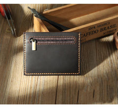 Handmade Blue Leather Mens Slim Front Pocket Wallet Personalized Slim Card Wallets for Men - iwalletsmen