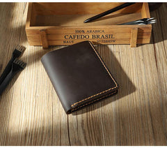 Handmade Blue Leather Mens Trifold Billfold Personalized Trifold Small Wallets for Men - iwalletsmen