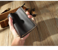 Handmade Blue Leather Mens Trifold Billfold Personalized Trifold Small Wallets for Men - iwalletsmen