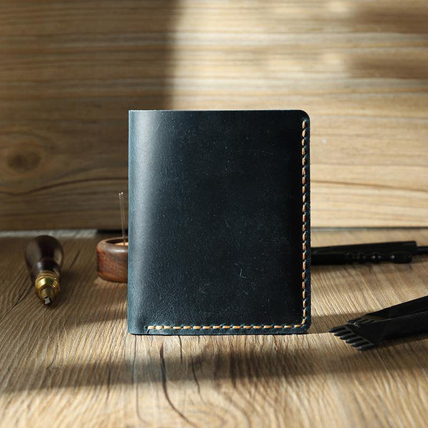 Handmade Blue Leather Mens Trifold Billfold Personalized Trifold Small Wallets for Men - iwalletsmen