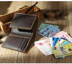 Handmade Blue Leather Mens Trifold Billfold Personalized Trifold Small Wallets for Men - iwalletsmen
