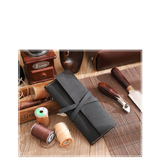 Handmade Coffee Leather Womens Long Wallets Personalized Wrap Tie Checkbook Wallet for Men - iwalletsmen