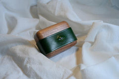 Handmade Green Leather Wood AirPods 1,2 Case with Eye Custom Leather AirPods 1,2 Case Airpod Case Cover - iwalletsmen