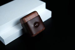 Handmade Coffee Leather Wood AirPods Pro Case with Eye Custom Leather AirPods Pro Case Airpod Case Cover - iwalletsmen
