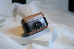 Handmade Coffee Leather Wood AirPods 1,2 Case with Eye Custom Leather AirPods 1,2 Case Airpod Case Cover - iwalletsmen