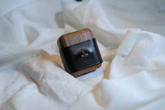 Handmade Green Leather Wood AirPods 1,2 Case with Eye Custom Leather AirPods 1,2 Case Airpod Case Cover - iwalletsmen