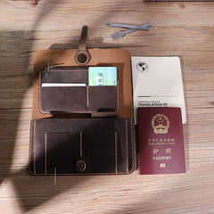 Handmade Mens Clutch Travel Wallets Personalized Coffee Leather Passport Wallets for Men - iwalletsmen