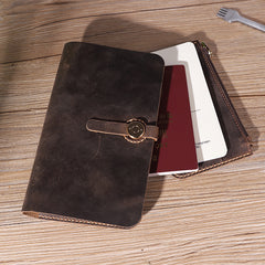 Handmade Coffee Mens Clutch Travel Wallets Personalized Leather Passport Wallets for Men - iwalletsmen