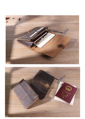Handmade Mens Clutch Travel Wallets Personalized Coffee Leather Passport Wallets for Men - iwalletsmen