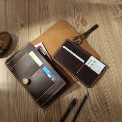 Handmade Mens Clutch Travel Wallets Personalized Coffee Leather Passport Wallets for Men - iwalletsmen