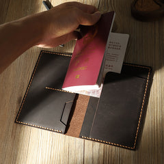 Handmade Coffee Mens Slim Travel Wallets Personalized Leather Passport Wallets for Men - iwalletsmen