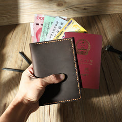 Handmade Blue Mens Slim Travel Wallets Personalized Leather Passport Wallets for Men - iwalletsmen