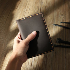 Handmade Coffee Mens Slim Travel Wallets Personalized Leather Passport Wallets for Men - iwalletsmen