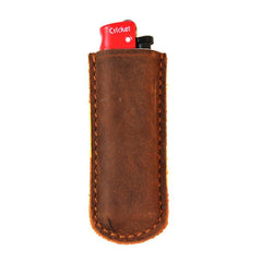 Handmade Cricket Brown Leather Lighter Case Leather Cricket Lighter Holder Leather Cricket Lighter Covers For Men - iwalletsmen