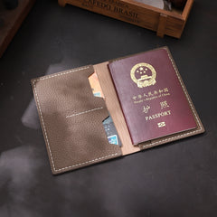Handmade Gray Mens Slim Travel Billfold Wallets Personalized Leather Passport Wallet for Men - iwalletsmen
