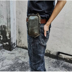 Handmade Brown LEATHER MEN Belt Pouch Waist BAG MIni Green Side Bag Belt Bag FOR MEN - iwalletsmen