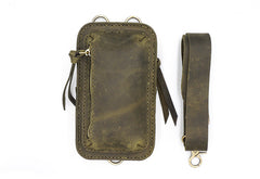 Handmade Brown LEATHER MEN Belt Pouch Waist BAG MIni Green Side Bag Belt Bag FOR MEN - iwalletsmen
