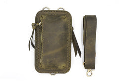 Handmade Green LEATHER MEN Belt Pouch Waist BAG MIni Green Side Bag Belt Bag FOR MEN - iwalletsmen