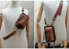 Handmade Brown LEATHER MEN Belt Pouch Waist BAG MIni Green Side Bag Belt Bag FOR MEN - iwalletsmen