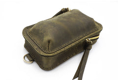Handmade Brown LEATHER MEN Belt Pouch Waist BAG MIni Green Side Bag Belt Bag FOR MEN - iwalletsmen